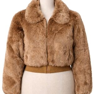 Fleet Street Real Rabbit Fur Bomber Jacket Women Sz  L[USA M]Y2K Mob